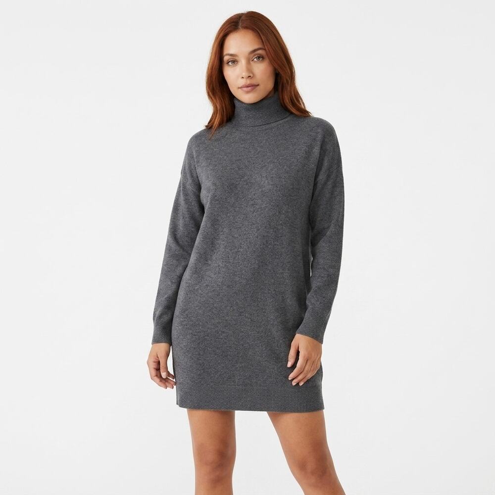 Express Gray Knit Turtleneck Long Sleeve Sweater Dress Women Size S